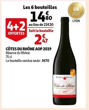 Auchan Direct Côtes du rhône aop 2019 offre