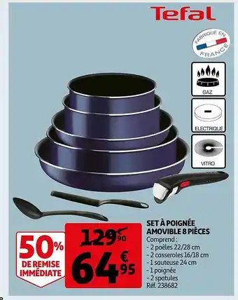 Set à poignée amovible 8 pièces tefal