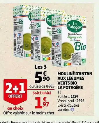Auchan Direct Mouliné d'antan aux légumes verts bio la potagère offre
