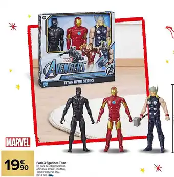Carrefour Pack 3 figurines titan marvel offre