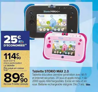 Carrefour Tablette storio max 2.0 offre