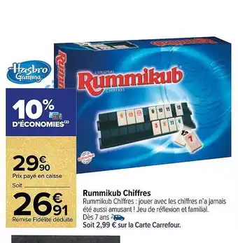 Carrefour Rummikub chiffres hasbro gaming offre