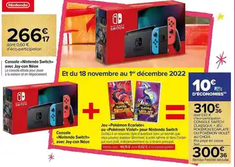Carrefour Console «nintendo switch» avec joy-con néon offre
