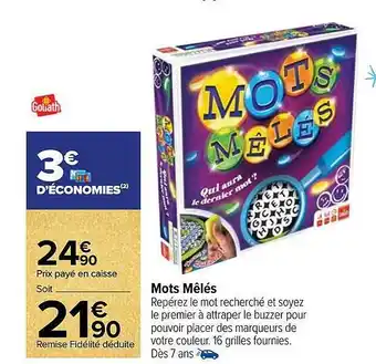 Carrefour Mots mêlés goliath offre