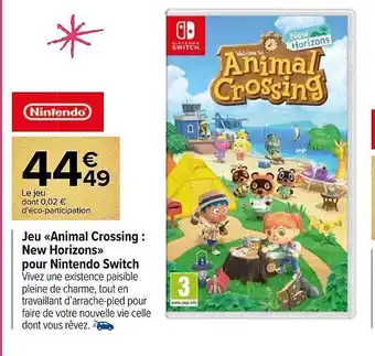Carrefour Jeu «animal crossing : new horizon» pour nintendo switch offre