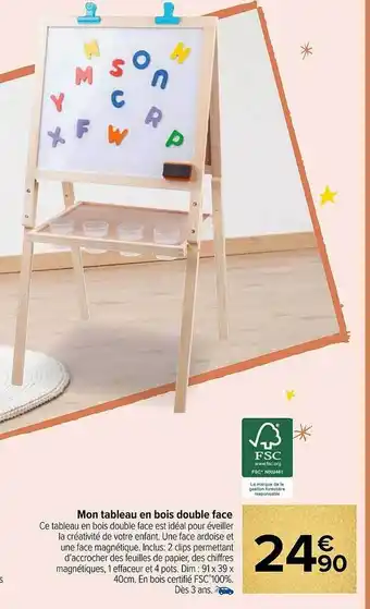 Carrefour Mon tableau en bois double face offre