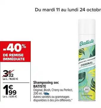 Carrefour Shampooing sec batiste offre