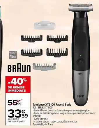 Carrefour Tondeuse xt5100 face & body braun offre