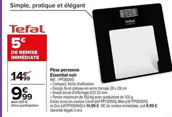 Carrefour Pèse personne essential noir tefal offre