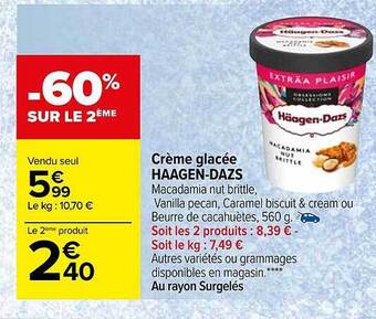 Carrefour Crème glacée häagen-dazs offre
