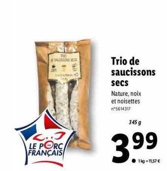 Lidl Trio de saucissons secs offre