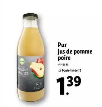 Lidl Pur jus de pomme poire offre