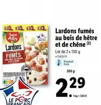 Lidl Lardons fumés au bois de hêtre et de chêne offre