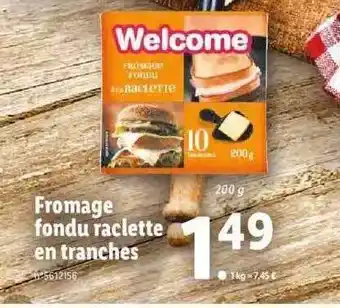 Lidl Fromage fondu raclette en tranches offre