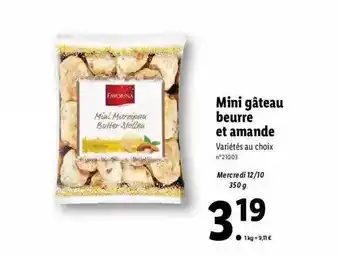 Lidl Mini gâteau beurre et amande offre