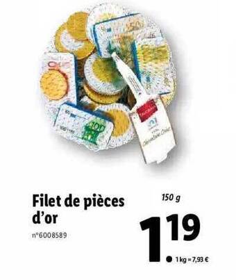 Lidl Filet de pièces d'or offre