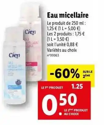 Lidl Eau micellaire cien offre