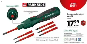 Lidl Tournevis électrique sans fil parkside offre
