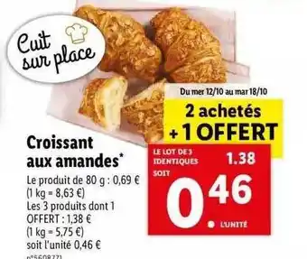 Lidl Croissant aux amandes offre