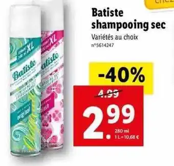 Lidl Batiste shampooing sec offre