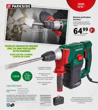 Lidl Marteau perforateur burineur parkside offre