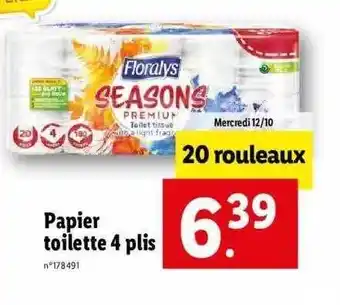 Lidl Papier toilette 4 plis floralys offre