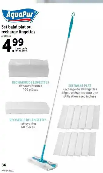 Set balai plat ou recharge lingettes aquapur