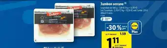 Lidl Jambon serrano dulano offre