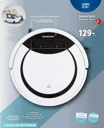 Lidl Bac à poussière facile à vider, aspirateur robot silvercrest offre