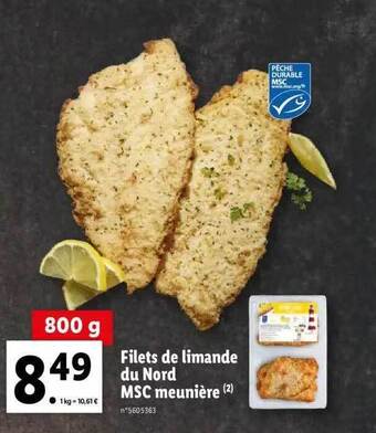 Lidl Filets de limande du nord msc meunière offre