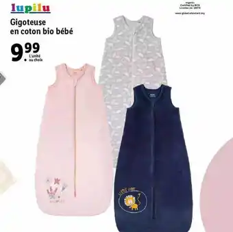 Lidl Gigoteuse en coton bio bébé lupilu offre