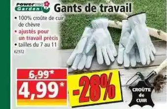 Norma Gants de travail powertec garden offre