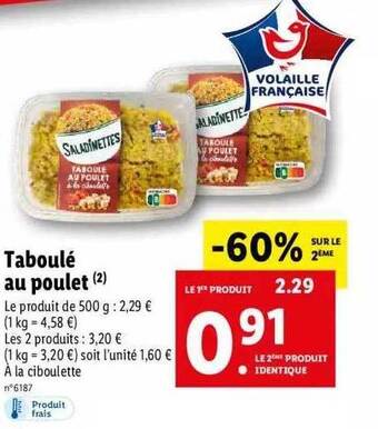 Lidl Taboulé au poulet offre