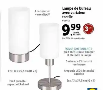 Lidl Lampe de bureau avec variateur tactile offre