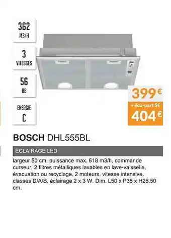 Copra Bosch dhl555bl éclairage led offre