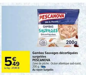 Gambas sauvages décortiquées surgelées pescanova