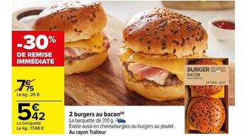 Carrefour 2 burgers au bacon offre