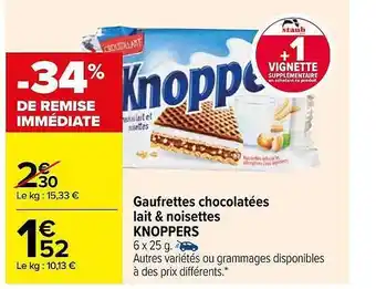 Gaufrettes chocolatées lait & noisettes knoppers