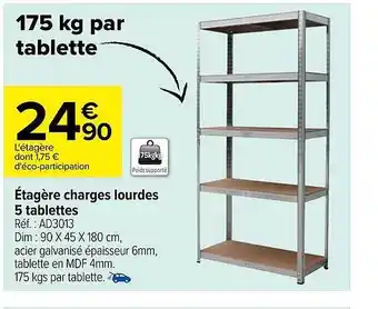 Carrefour Étagère charges lourdes 5 tablettes offre