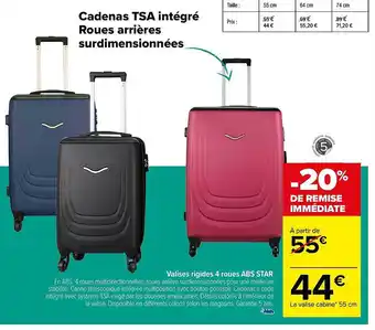 Carrefour Valises rigides 4 roues abs stars offre