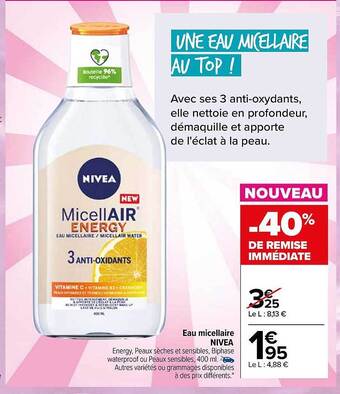 Carrefour Eau micellaire nivea offre