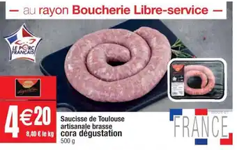 Saucisse de toulouse artisanale brasse CORA dégustation
