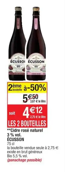 Cora x Carrefour Cidre rosé naturel 3% vol. ECUSSON offre