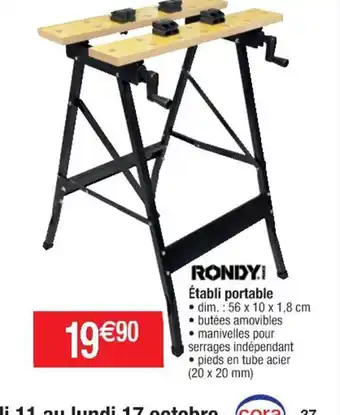 Cora x Carrefour Établi Portable offre