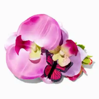 Claire's Barrette amas de fleurs roses orchidées et papillon offre