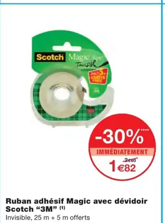 Monoprix Ruban adhésif Magic avec dévidoir Scotch "3M" offre