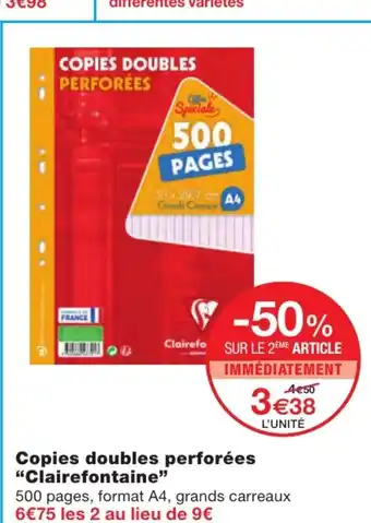 Copies doubles perforées