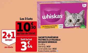 Auchan Whiskas sachets fraîcheur festins à la volaille en sauce offre