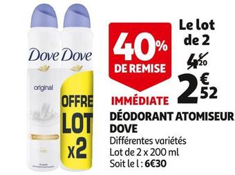 Auchan Dove déodorant atomiseur offre