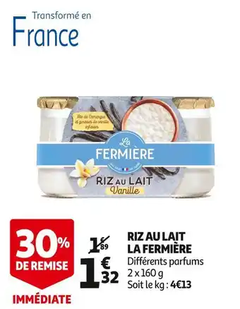 Auchan La fermière riz au lait offre